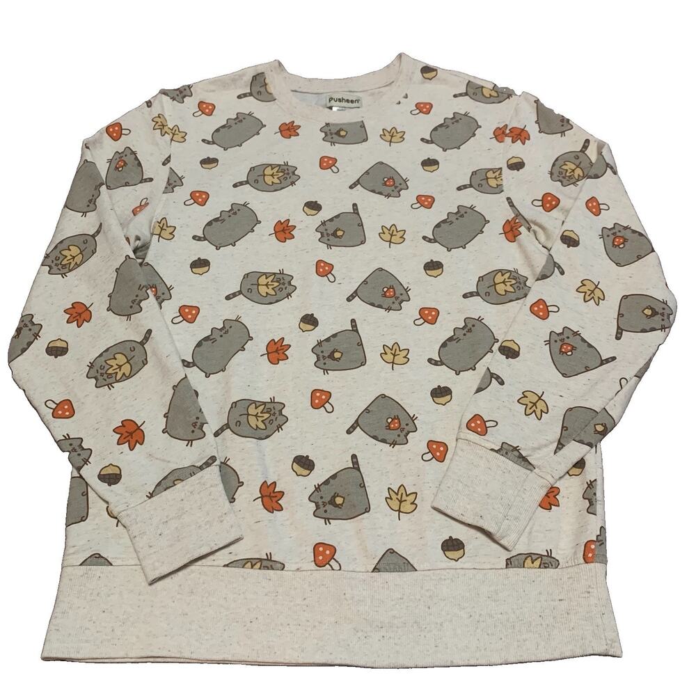 Pusheen Fall Autumn Print Crewneck Sweatshirt Women’s Size Medium